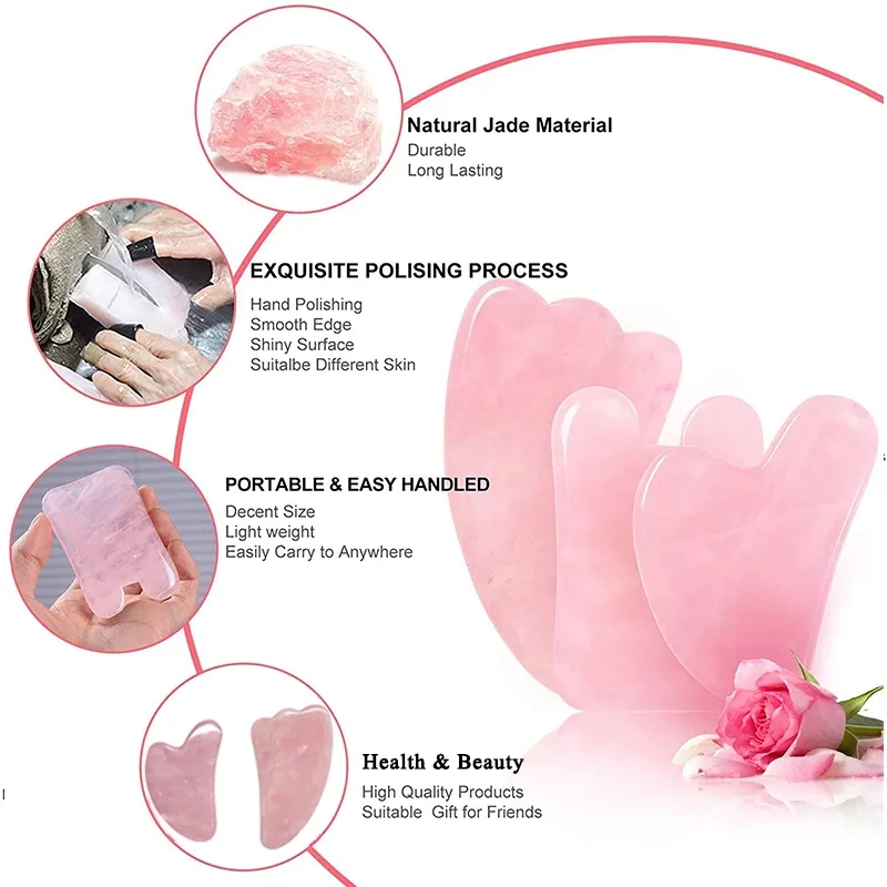 Rose Quartz Gouache Scraper Fa - Jade Roller Gua Sha ulasan dan harga