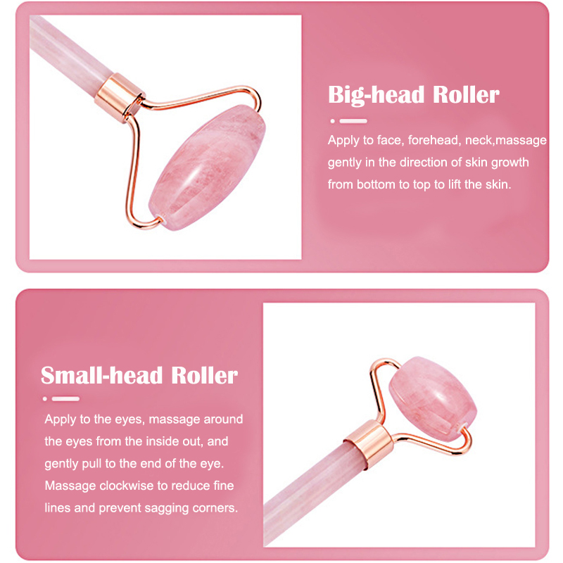 Natural Rose Quartz Jade Rolle - Jade Roller Gua Sha ulasan dan harga