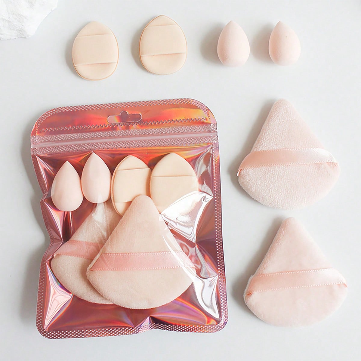 6Pcs Laser Bag Triangle Powder - Beauty Makeup Egg ulasan dan harga