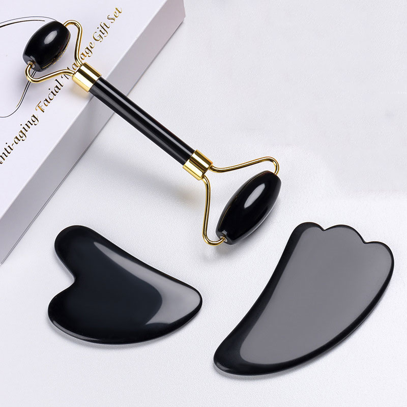 Natural Obsidian Face Massage  - Jade Roller Gua Sha ulasan dan harga