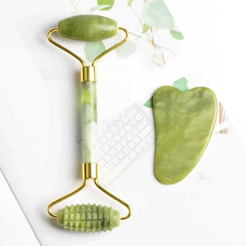 Facial Jade Massage Roller Set - Jade Roller Gua Sha ulasan dan harga