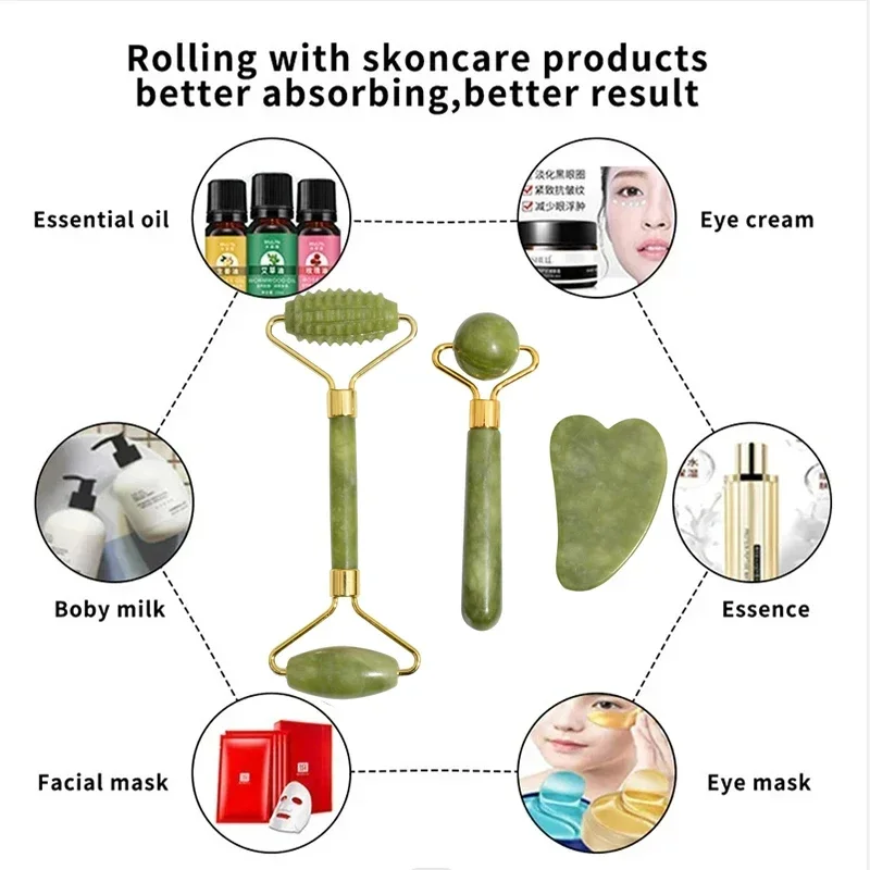 Natural Jade Roller Face Gua S - Jade Roller Gua Sha ulasan dan harga