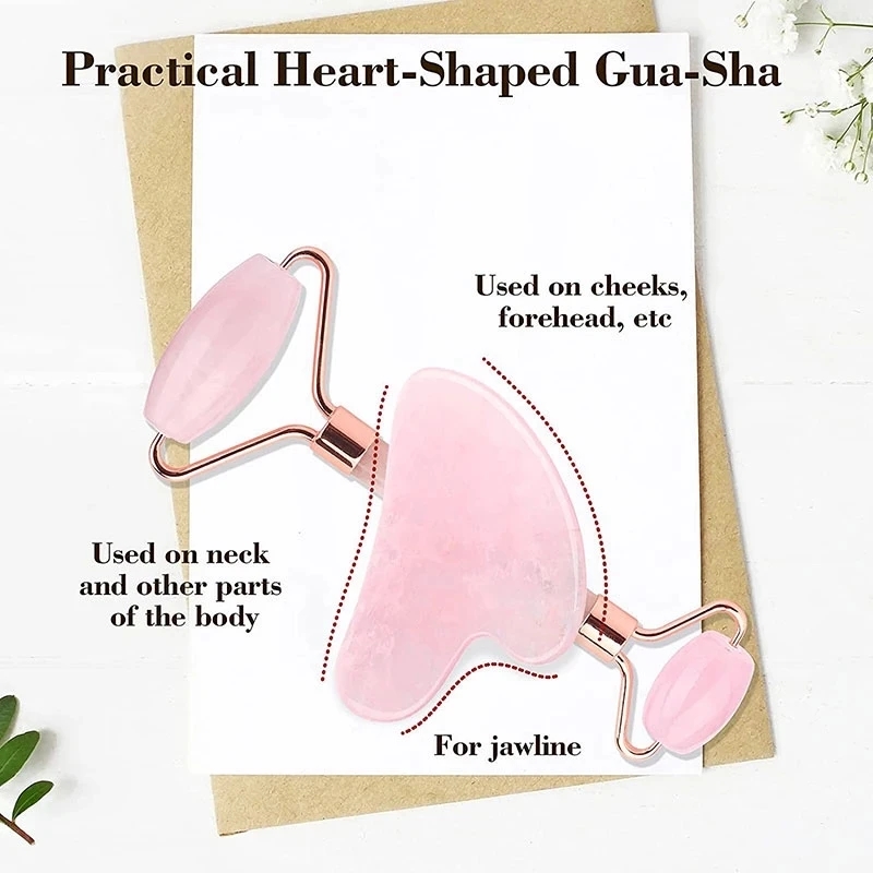 Rose Quartz Natural Jade Rolle - Jade Roller Gua Sha ulasan dan harga
