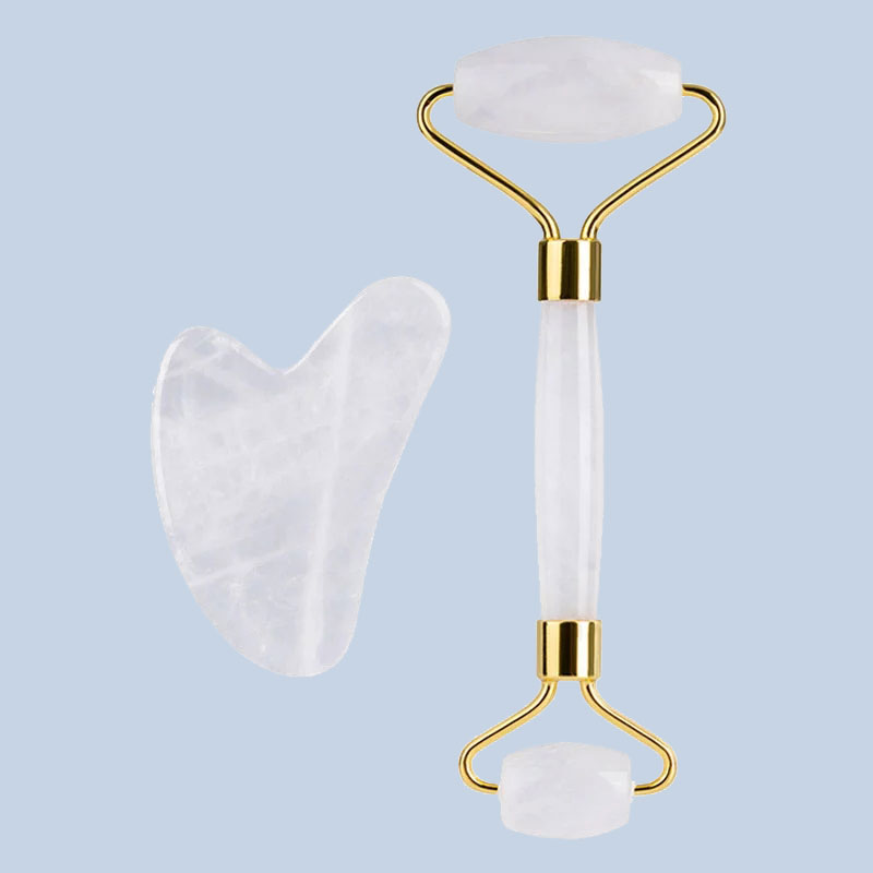 Natural White Crystal Face Mas - Jade Roller Gua Sha ulasan dan harga