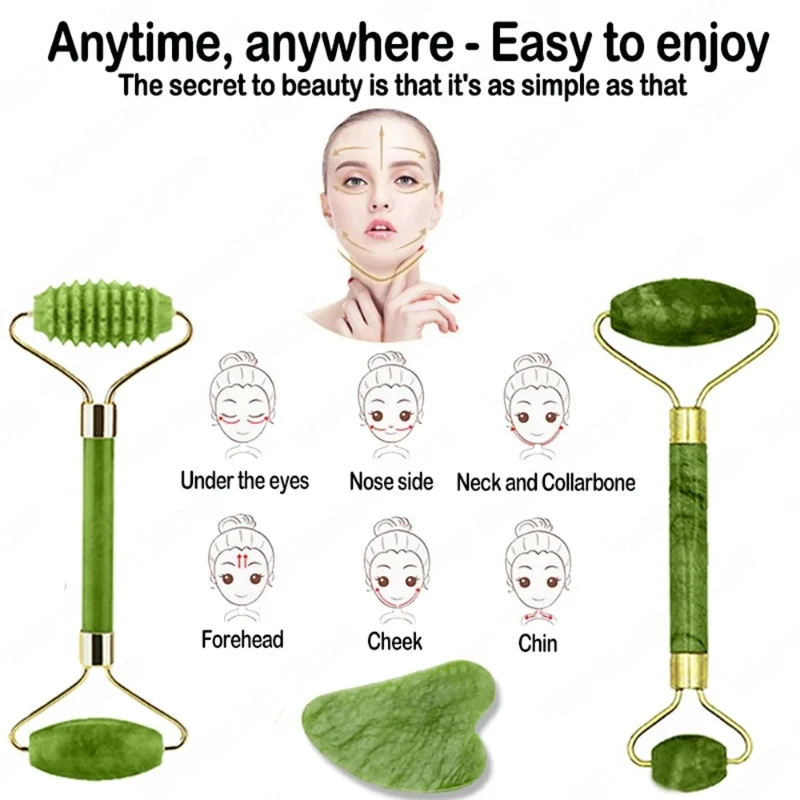 Natural Jade Roller Face Gua S - Jade Roller Gua Sha ulasan dan harga